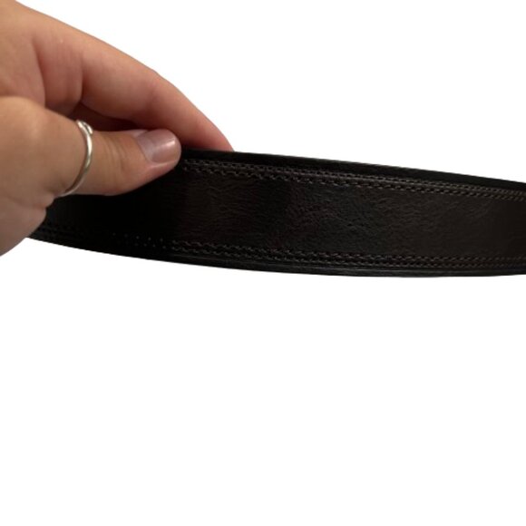 Columbia Mens Leather Belt Size 36 Brown Classic Top Stitching Metal Hardware - Picture 6 of 8